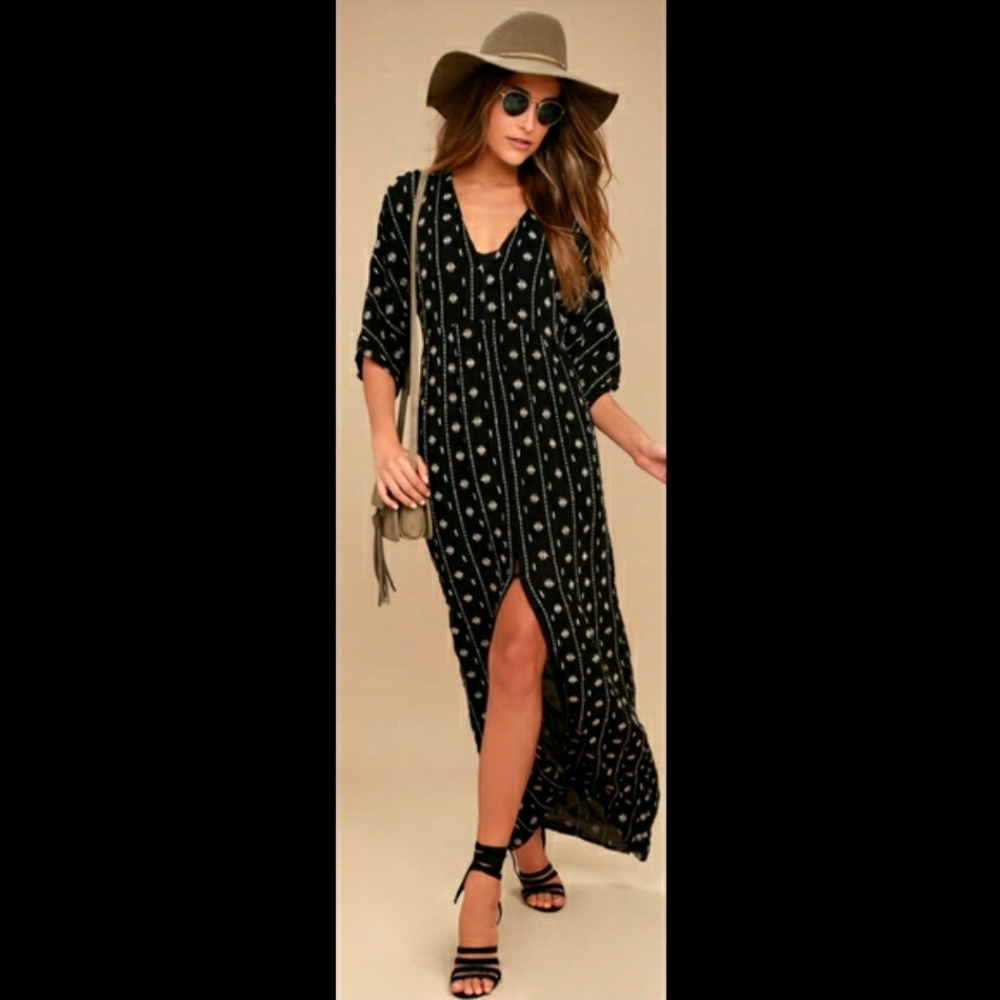 NWT! Amuse Society Boho Button Down Embroidered Maxi Dress (M)